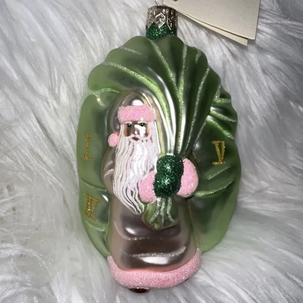 Patricia Breen Advent Santa Roman Numerals Pink Christmas Tree‎ Holiday Ornament